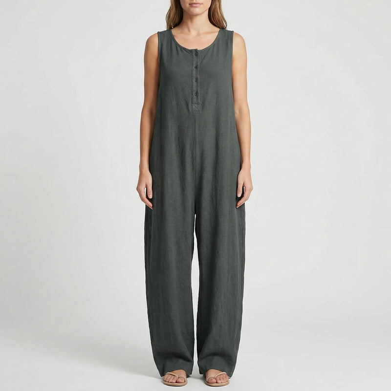 Ärmelloser Jumpsuit Mit Kapuze Und Knopfleiste - Priscilla