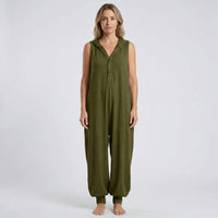 Ärmelloser Jumpsuit Mit Kapuze Und Knopfleiste - Priscilla