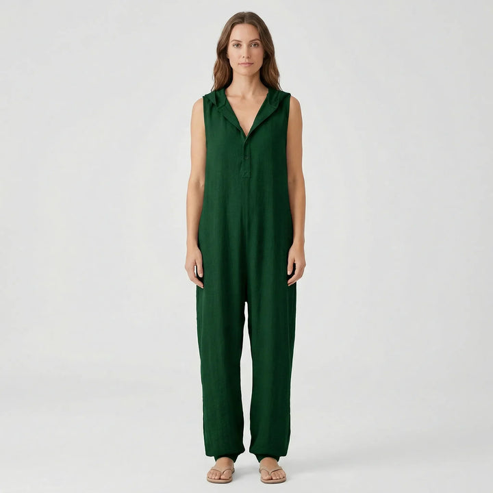 Ärmelloser Jumpsuit Mit Kapuze Und Knopfleiste - Priscilla