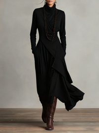 Asymmetric Maxi Dress With High Collar - Marguerite