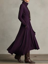 Asymmetric Maxi Dress With High Collar - Marguerite
