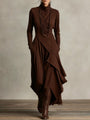 Asymmetric Maxi Dress With High Collar - Marguerite