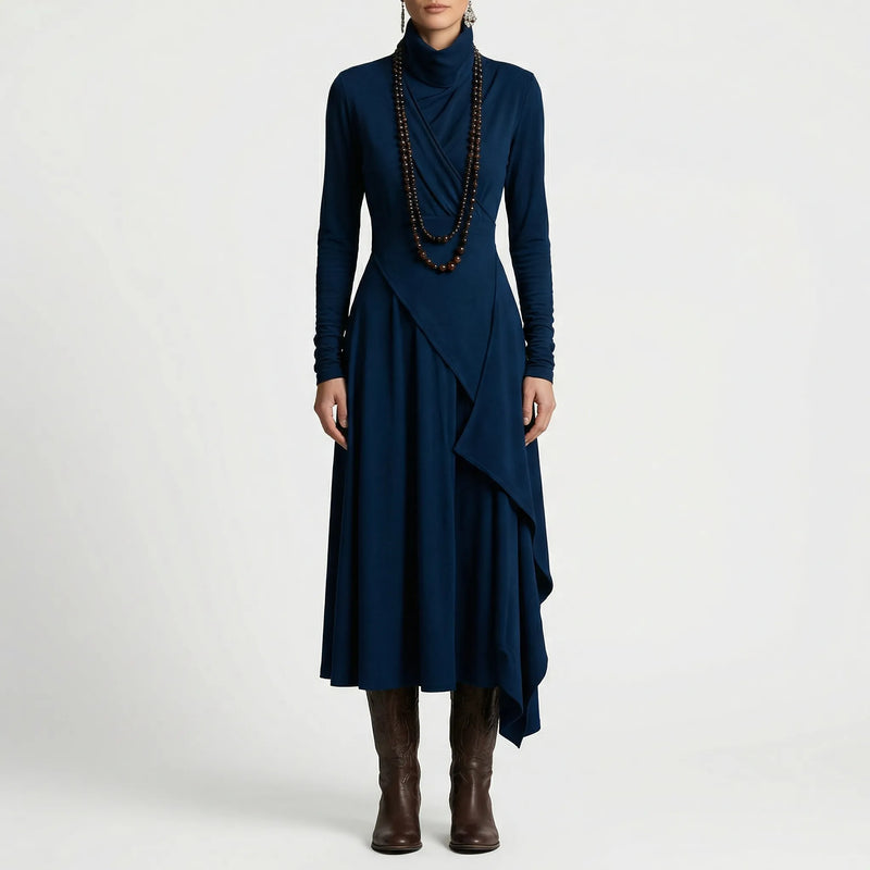 Asymmetrisches Maxikleid Mit Stehkragen - Tonya