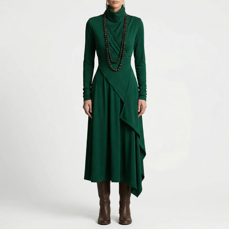 Asymmetrisches Maxikleid Mit Stehkragen - Tonya