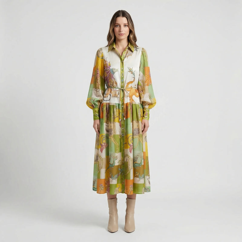 Ausgestelltes Midi-Kleid Mit Grafischem Allover-Print - Natasha