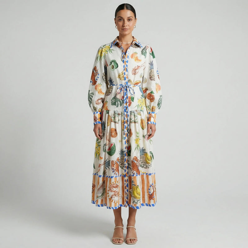 Ausgestelltes Midi-Kleid Mit Grafischem Allover-Print - Natasha