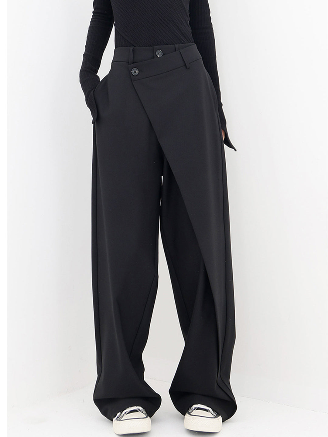 Asymmetrische Weite Damenhose mit Doppelknoten – Noa