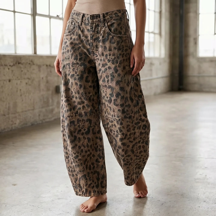 Barrel Jeans Damen Mit Leopardenmuster -  Frances
