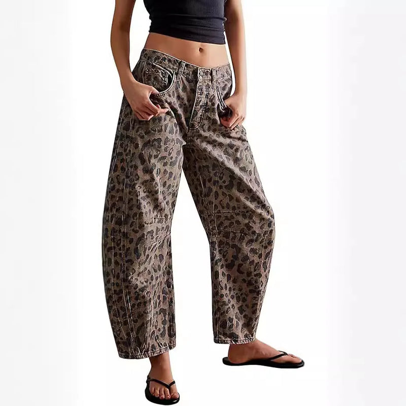 Barrel Jeans Damen Mit Leopardenmuster -  Frances