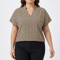 Bedrucktes Plus-Size-Damenoberteil Mit V-Ausschnitt - Denise