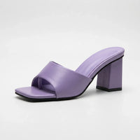Block Heel Open-Toe Mule Sandal - Irene