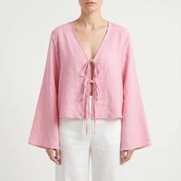 Bluse zum Binden - Rosa