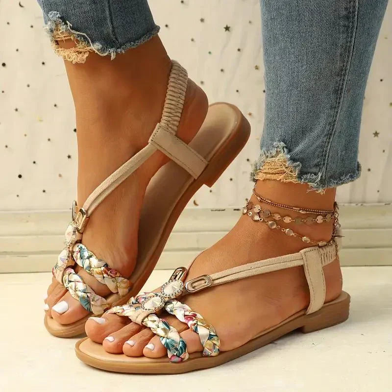 Boho-Perlen Slip-On Sommersandalen – Amira