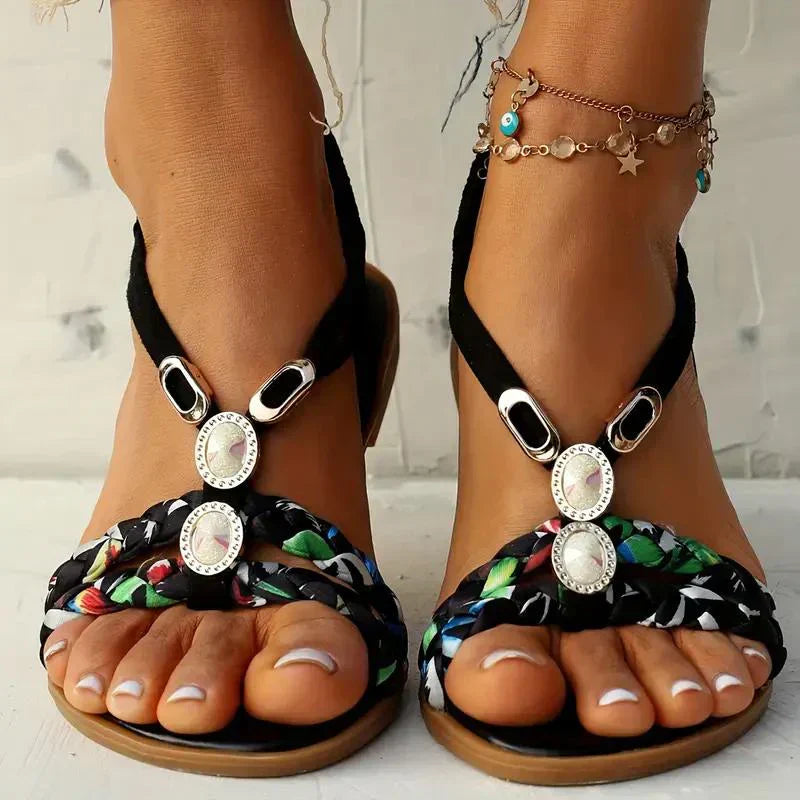 Boho-Perlen Slip-On Sommersandalen – Amira