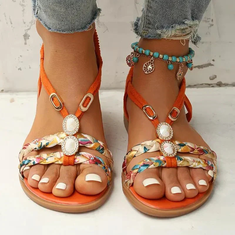 Boho-Perlen Slip-On Sommersandalen – Amira