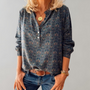 Vintage Damenbluse mit Knopfleiste und Print – Selina