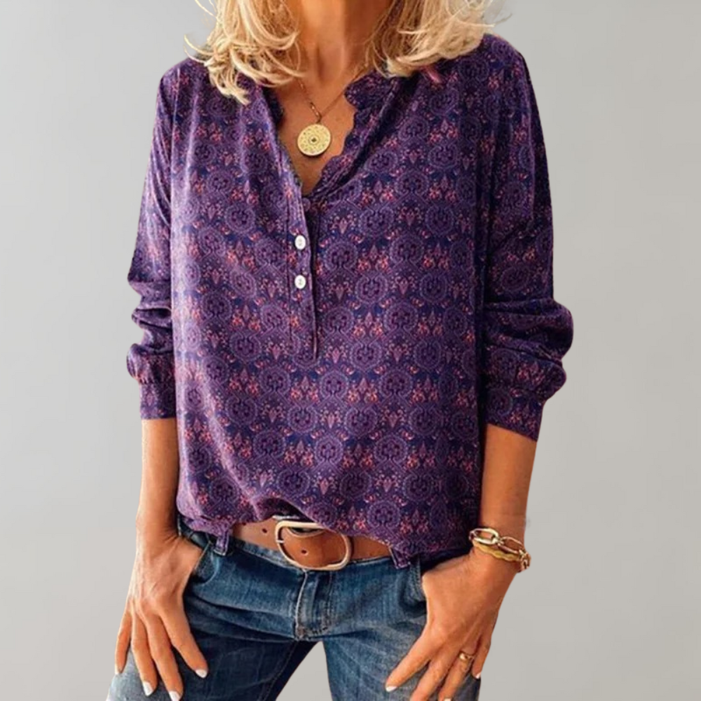 Damen Vintage Bluse aus Polyester – Selina