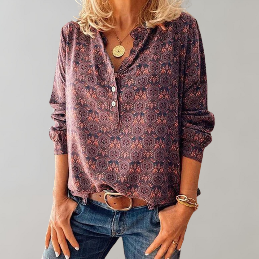 Damen Vintage Bluse aus Polyester – Selina