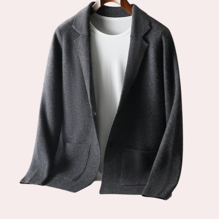 Herrenjacke aus 100 % Wolle mit Reverskragen und Eingrifftaschen – Ewan