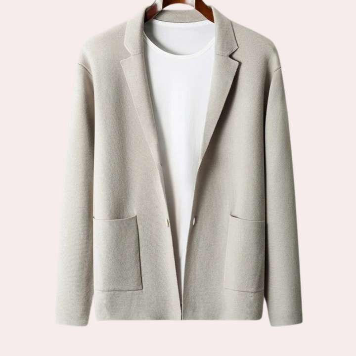 Herrenjacke aus 100 % Wolle mit Reverskragen und Eingrifftaschen – Ewan