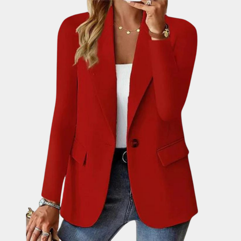Roter Damenblazer, elegantes Design, ideal für Business und Freizeit, modisch und stilvoll.