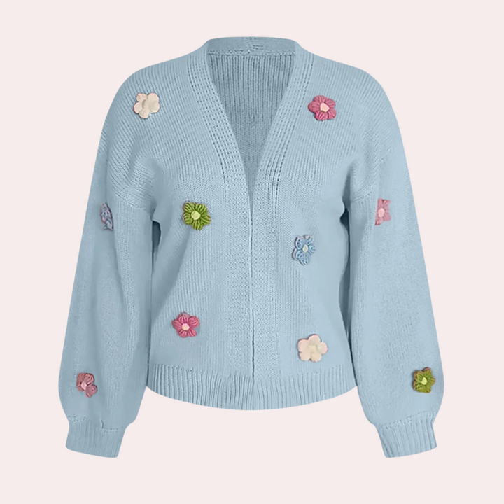 Strickjacke für Damen mit 3D-Blumen – Maribel