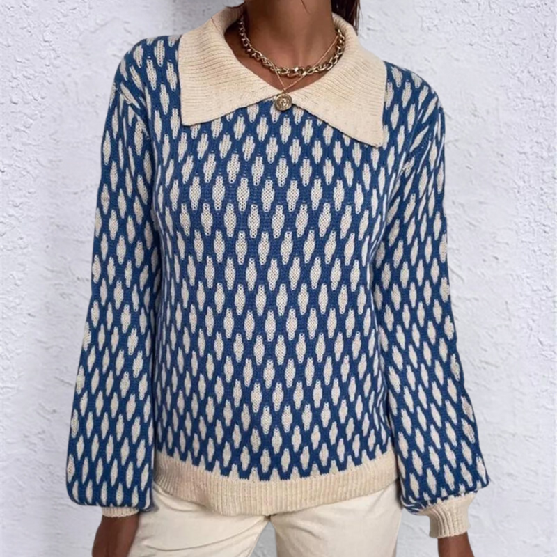 Strickpullover für Damen mit Kragen – Solveig