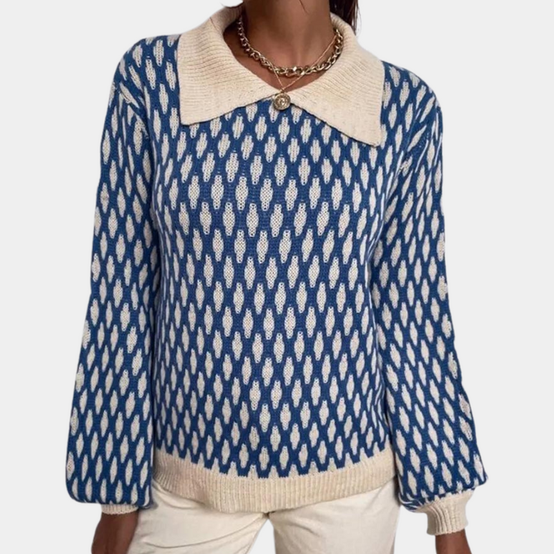 Strickpullover für Damen mit Kragen – Solveig