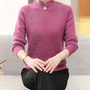 Strickjacke für Damen mit Blumenmuster und hohem Kragen – Alfhild