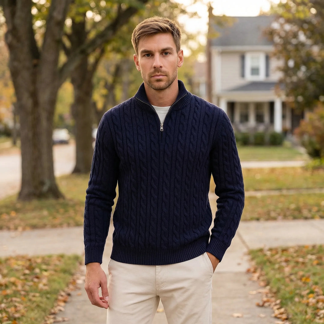 Cable-Knit Quarter-Zip Mens Jumper - Edmond