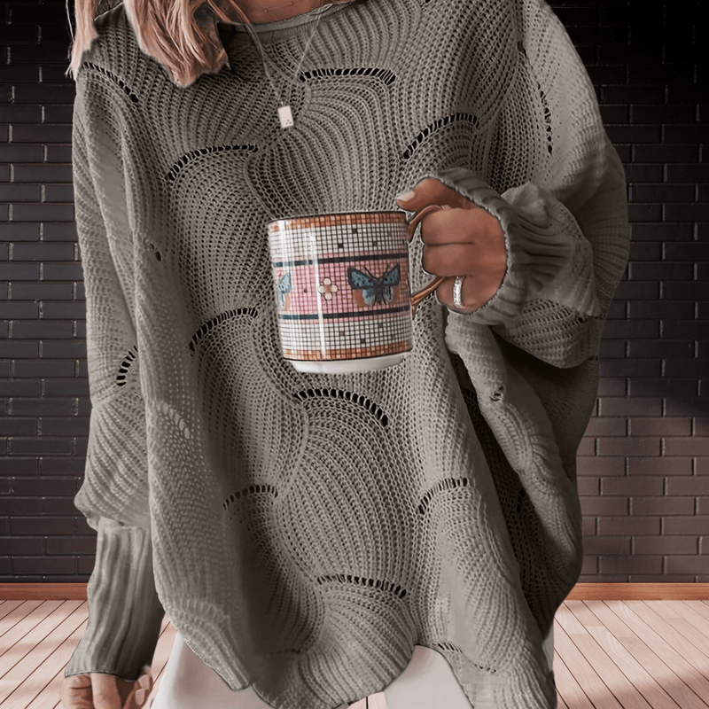 Damen Herbstpullover aus Rippenstoff mit asymmetrischem Saum – Annelie