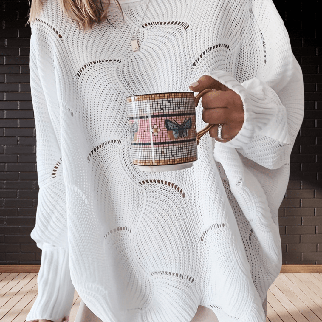 Damen Herbstpullover aus Rippenstoff mit asymmetrischem Saum – Annelie