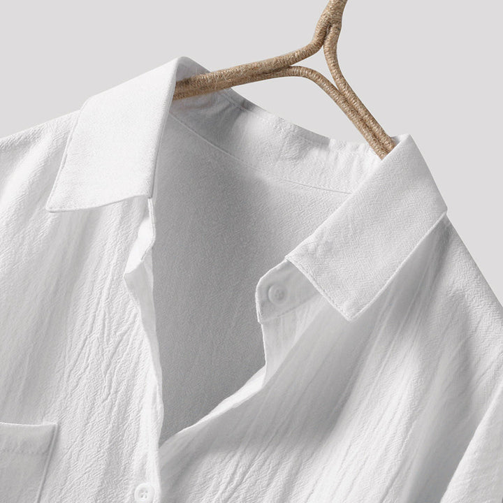 Luftige Damenbluse mit langen Ärmeln und Vordertaschen – Selene