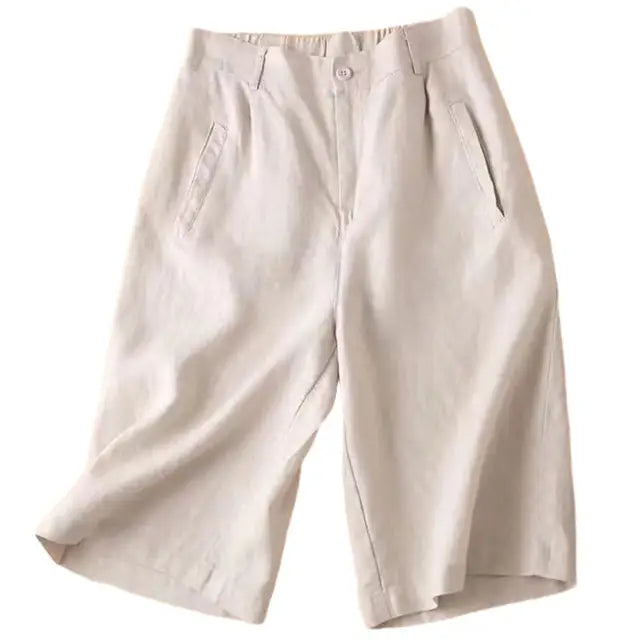 Damen Sommer-Shorts aus Leinen-Baumwolle in Knielänge – Elvira
