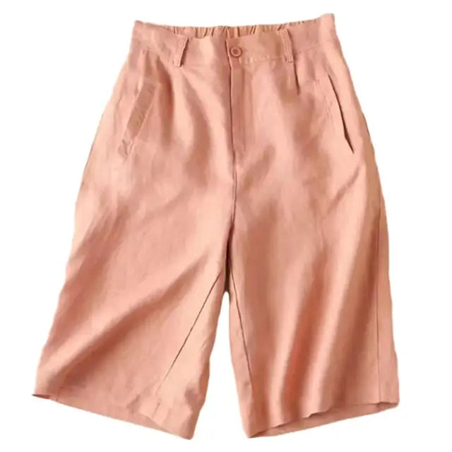 Damen Sommer-Shorts aus Leinen-Baumwolle in Knielänge – Elvira