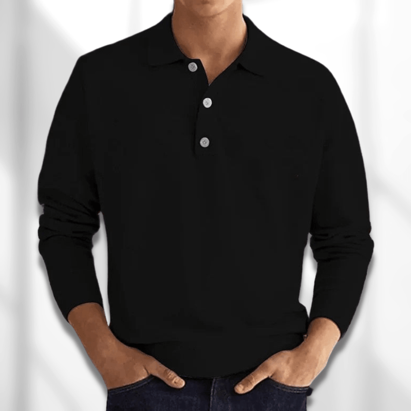 Herbstlicher Modern Fit Langarm-Herrenpolo – Lennard