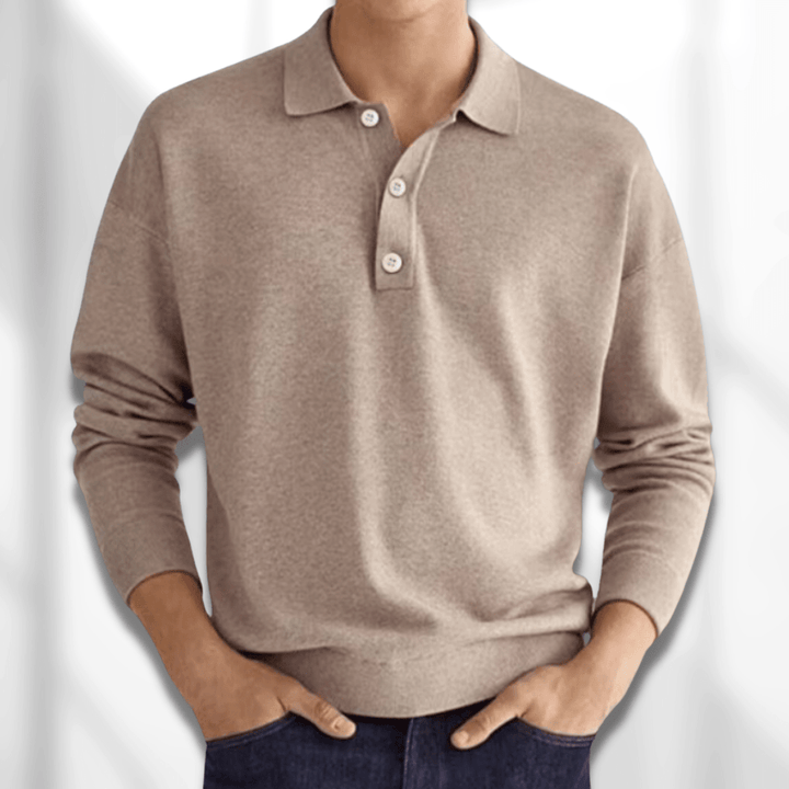 Herbstlicher Modern Fit Langarm-Herrenpolo – Lennard