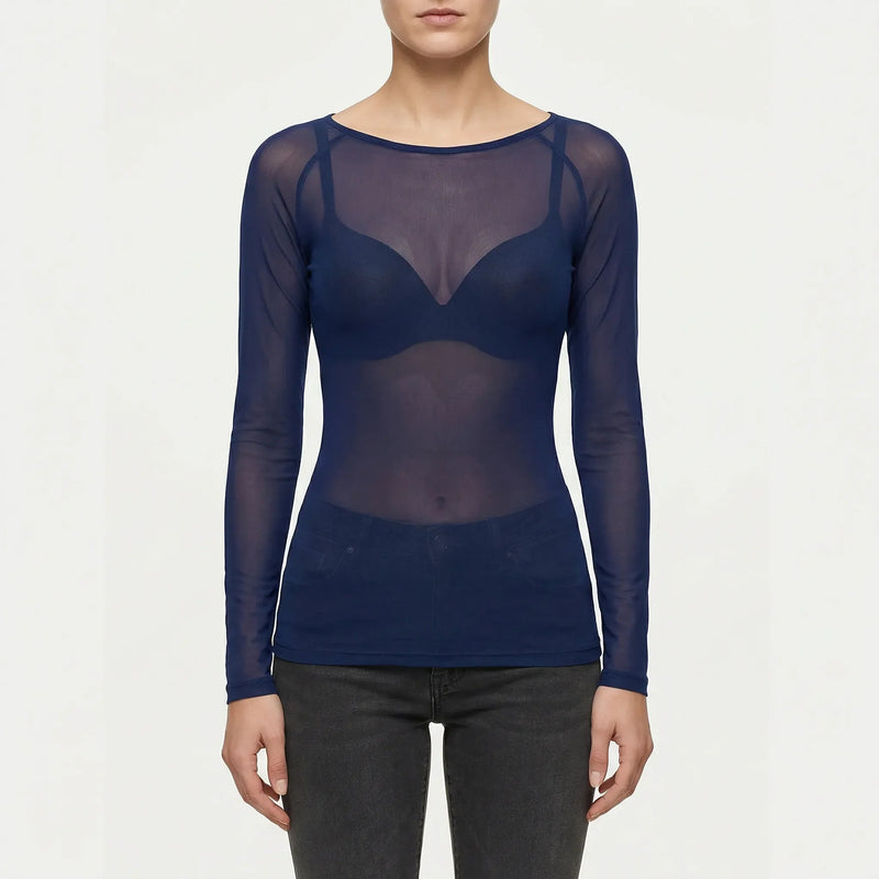 Doorzichtig Mesh Shirt Met Lange Mouwen - Jeannette