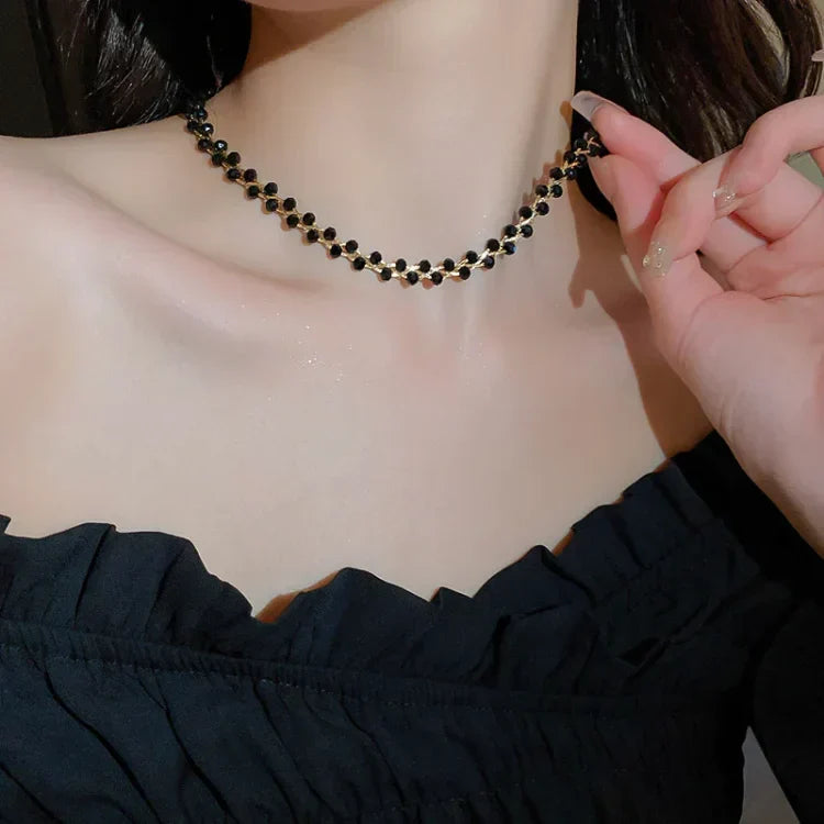 Doppelte Kristall- Und Perlenkette - CrystalPearlNecklace