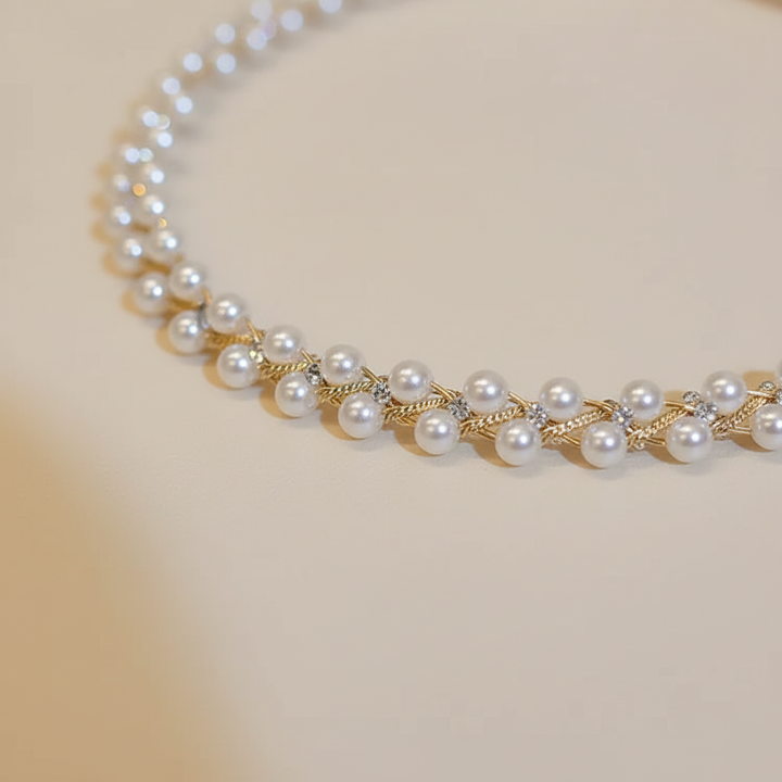 Doppelte Kristall- Und Perlenkette - CrystalPearlNecklace