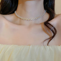 Doppelte Kristall- Und Perlenkette - CrystalPearlNecklace