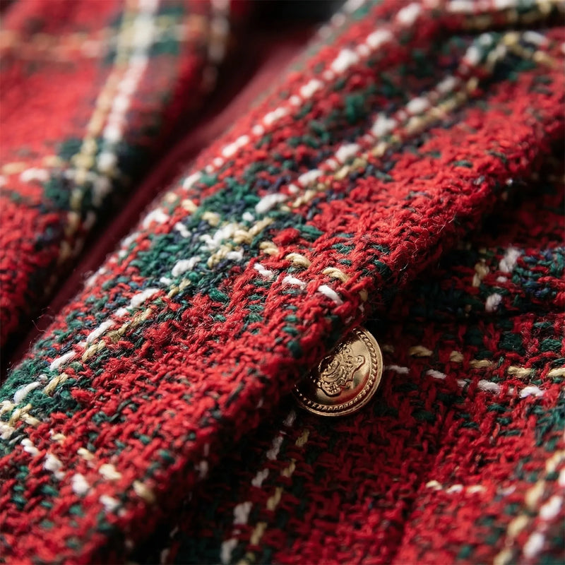 Double-Breasted Plaid Blazer For Women - Desiree