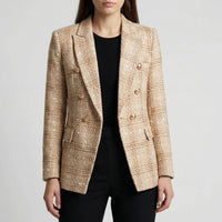 Double-Breasted Plaid Blazer For Women - Desiree