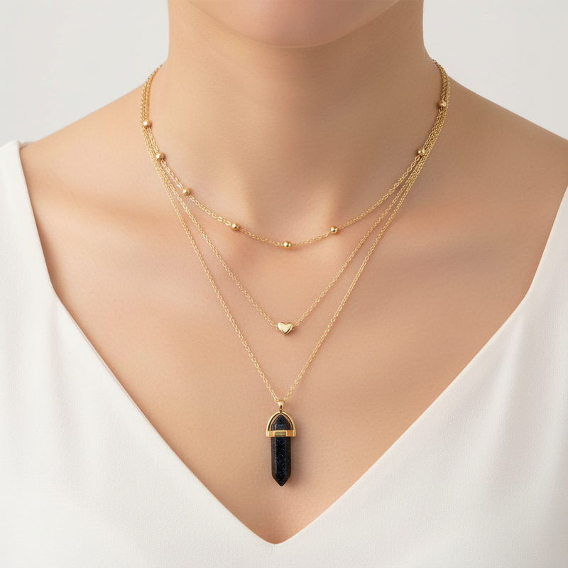 Edelsteinkette Mit Anhänger - HexaJewelry
