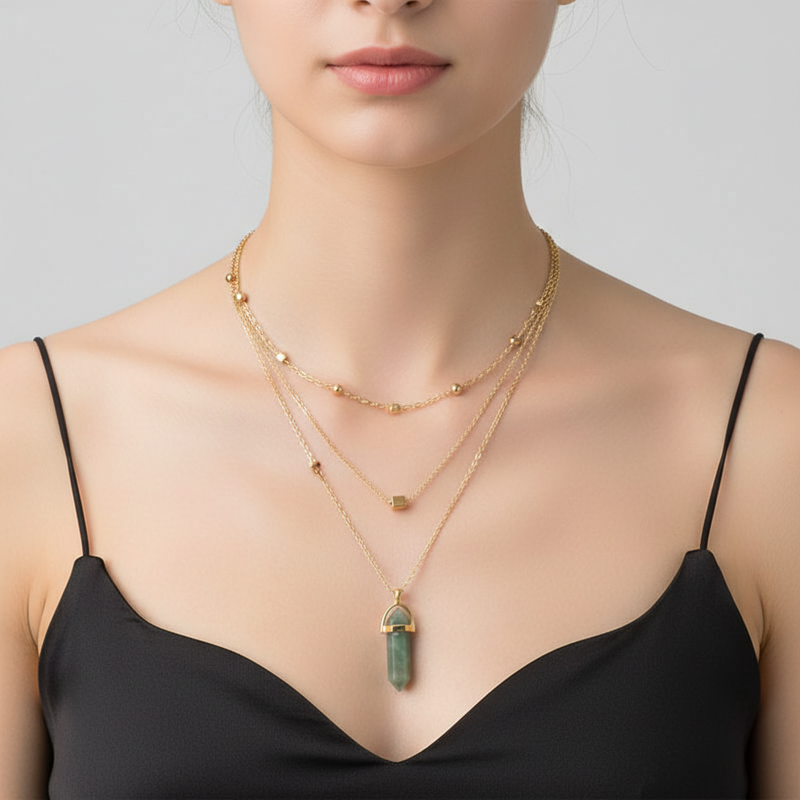 Edelsteinkette Mit Anhänger - HexaJewelry