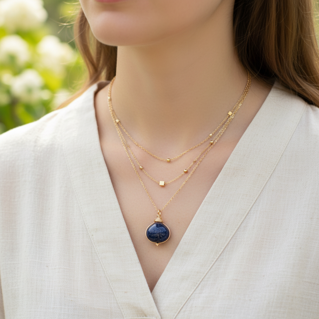 Edelsteinkette Mit Anhänger - HexaJewelry