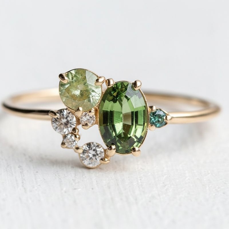 Edelsteinring Mit Zirkon - PeridotRing