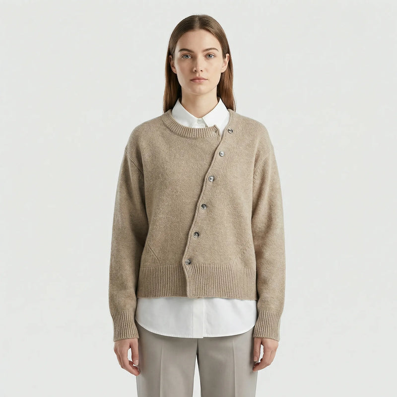 Eleganter Wickelstrickjacke Mit Knopfdetail - Marcella