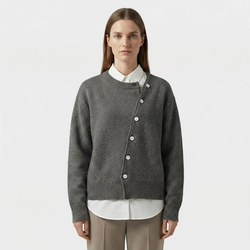 Eleganter Wickelstrickjacke Mit Knopfdetail - Marcella