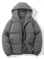 Graue Kapuzenjacke, warm, klassisches Design, Wintermode, Reißverschluss, Unisex
